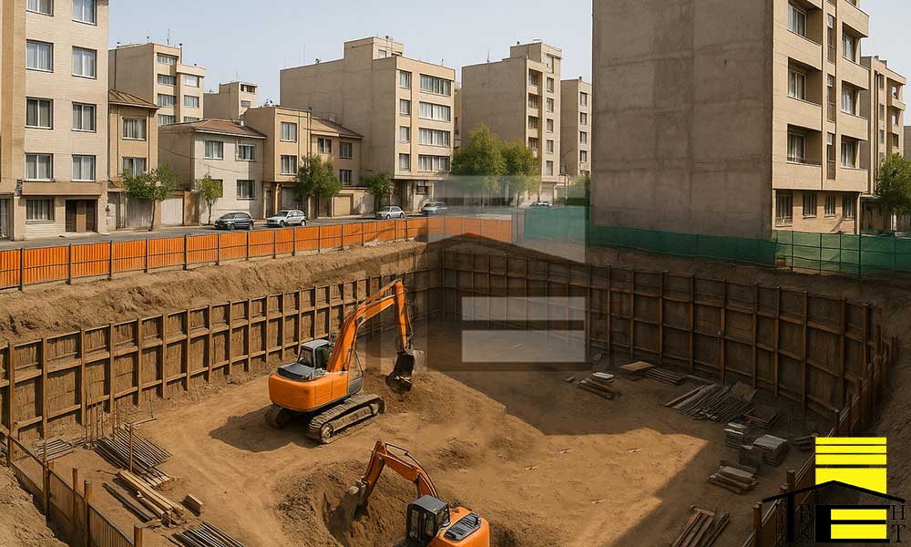 گودبرداری و اجرای سازه نگهبان تا عمق 4/5 متر