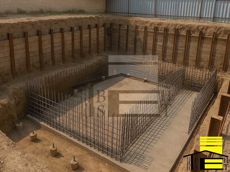 گودبرداری و اجرای سازه نگهبان تا عمق 4/5 متر بهست