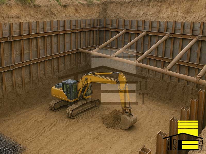 گودبرداری و اجرای سازه نگهبان تا عمق 12 متر خیابان پیوندی بهست