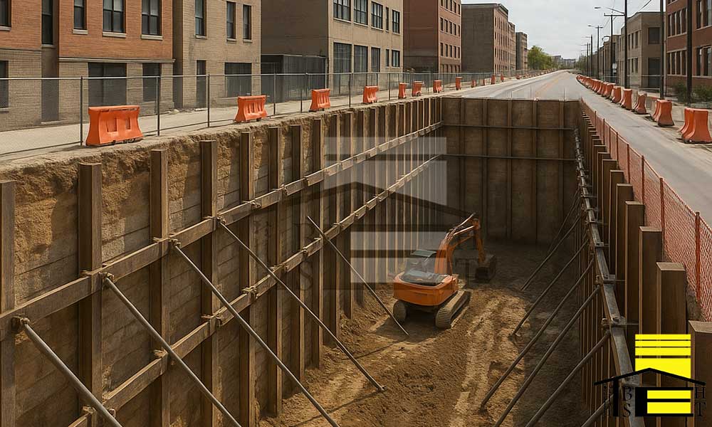 گودبرداری و اجرای سازه نگهبان تا عمق 12 متر خیابان سلمان فارسی