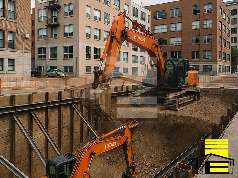 گودبرداری و اجرای سازه نگهبان تا عمق 12 متر خیابان سلمان فارسی بهست