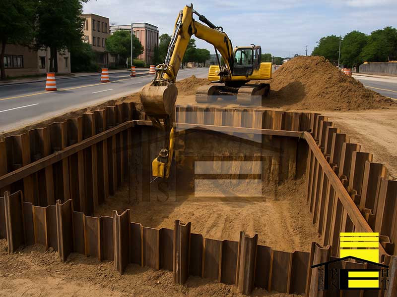 گودبرداری و اجرای سازه نگهبان تا عمق 8/2 متر خیابان پیروزی بهست